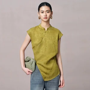 Annibycn30 Momme  Silk Xiangyun Silk New Chinese Style Embroidered Short Sleeve Shirt Women Summer National Wind Obli... - AliExpress Shirts & Blouses