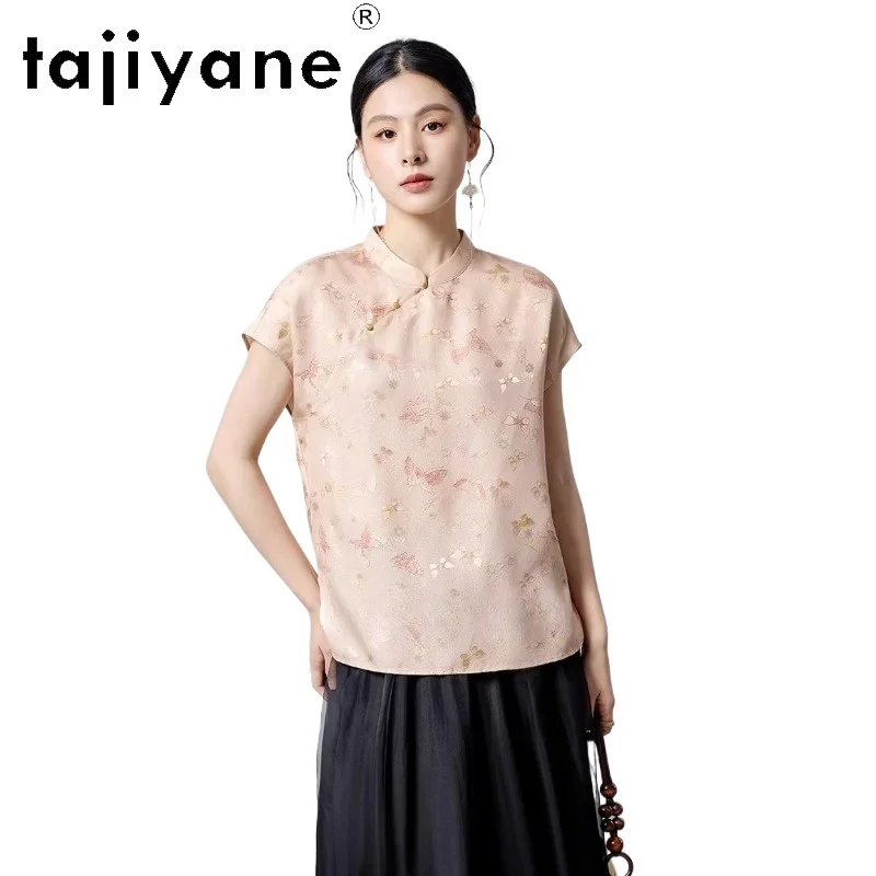 TAJIYANE 22MM 94% Mulberry Silk Shirts Women New Chinese Style Shirts Elegant Stand Collar Jacquard Tops 2026 Woman Clothing 셔츠 - AliExpress Shirts & Blouses