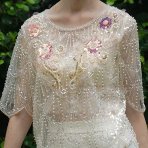 96-108cmBust SpringSummer See-Through Blouses WomenVintage Elegant Loose Handmade Beadings Sparkling Sequins Flowers Blouse Tops - AliExpress Shirts & Blouses