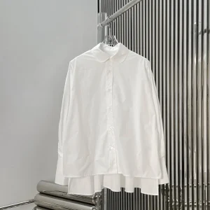 Fashionable Loose Women's White Shirt Baby Collar Slimming Casual Style Pure Cotton Long Sleeve Commute Suitable Simple Design - AliExpress Shirts & Blouses