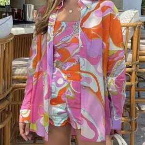Spring Summer Fashion Resort Casual Vintage Pattern Print Cotton Blouses Women's Turn-down Collar Long Sleeve Loose Shirt - AliExpress Shirts & Blouses