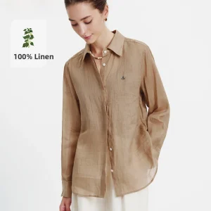 Navigare Women's Loose Fit Long Sleeve Shirt Square Collar Thin Cotton Linen Spring Fashion Simple Style Breathable Comfortable - AliExpress Shirts & Blouses