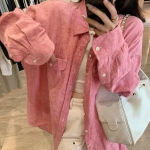Washed Gradient Silhouette Linen Shirt Women Tops - AliExpress Shirts & Blouses
