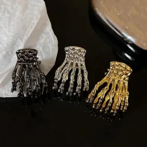 Halloween Skeleton Hand Hair Claw Gothic Punk Metal Spooky Bone Hair Clip Cosplay Party Hair Accessory for Women - AliExpress New Headwear