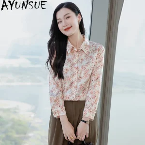 AYUNSUE 90% Silk Women's Blouses Printed Long Sleeve Tops for Woman Elegant Commuting Shirts Spring Woman Clothing 2026 Рубашка - AliExpress Shirts & Blouses