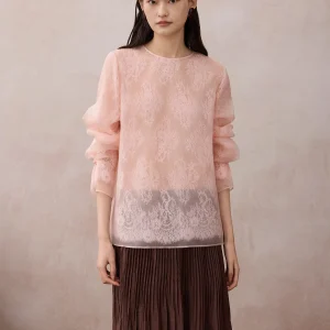 round Neck Silk Lace Shirt Women's Double Layered Head over Shirt Casual Style Antibacterial Skin-friendly Breathable Long Sl... - AliExpress Shirts & Blouses
