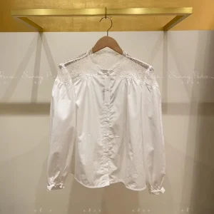Autumn Winter Mj Fashion Lace Splicing Shoulder Bared Collar Long Sleeve Pure Cotton Shirt Top Women's Premium Clothing - AliExpress Shirts & Blouses