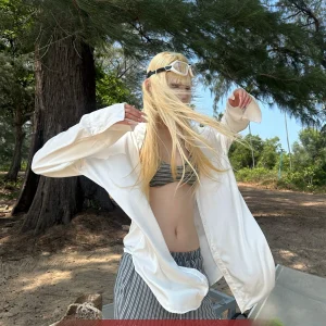 Rase Le Sol 'Stroll on Clouds' Loose Fit White Shirt Jacket Lazy Relaxing Style Women's Fashion Summer Season Long Sleeve But... - AliExpress Shirts & Blouses