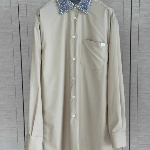 2026 Custom Khaki Detachable Lace Pearl Collar Shirt Women Oversized Long Sleeve Pocket Tunic Blouse Custom Logo Casual Top - AliExpress Shirts & Blouses