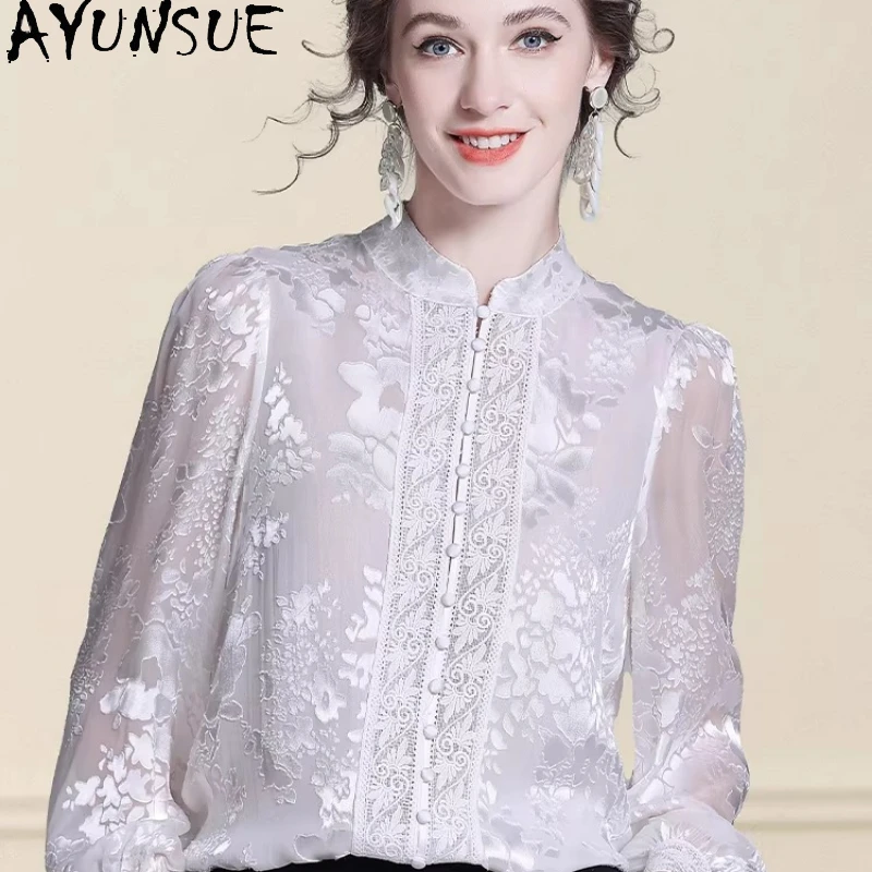 AYUNSUE 90% Mulberry Silk +10% Viscose Womens Tops Elegant Shirts for Women Springs Summer Blouse Women Clothes Платье Женское - AliExpress Shirts & Blouses