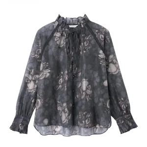 GOFAR Women's Long Sleeve Chiffon Shirt Loose Fit Fashionable Design Wood Grain French Style Breathable Comfortable Top - AliExpress Shirts & Blouses