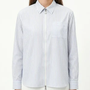 Loose Fit Long Sve Light Blue Vertical Stripes Zipper Cardigan Sle irt for Women Breathable Comfortable Ladies irt - AliExpress Shirts & Blouses