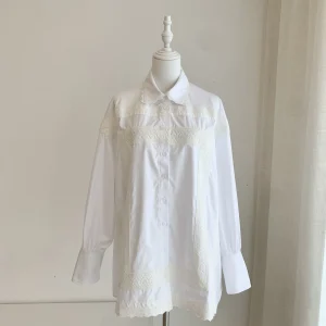 2026 100% Cotton Women Embroidery Patchwork Shirt Single Breasted Long Sleeve Turn-down Collar Loose Casual Blouse Top ﻿ - AliExpress Shirts & Blouses