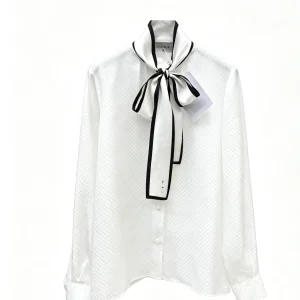 Silk Sash Long Sleeve Shirt Women's Fashion Vintage Style Loose Fit Breathable Skin-friendly Single Button Elegant Top - AliExpress Shirts & Blouses