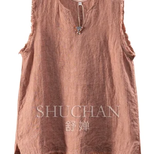 Hemp Language Zen Style, Magic Tank Top Washed Yarn-dyed Linen Rough Edge Colored Beads V-neck Sleeveless Shirt Women 78M6 - AliExpress Shirts & Blouses