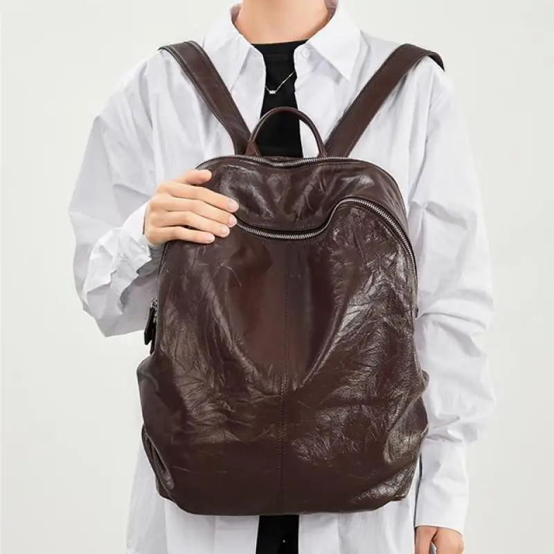 Vintage Senior Sense Grasp Wrinkles Large Capacity Backpack 2025 New Travel Sports Multi-functional Fashion Backpack For Women - AliExpress Women's Handbags