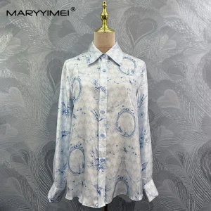 MARYYIMEI Casual printed silk shirt lapel long sleeved single-breasted shirt 2026 autumn fashion women's new style - AliExpress Shirts & Blouses