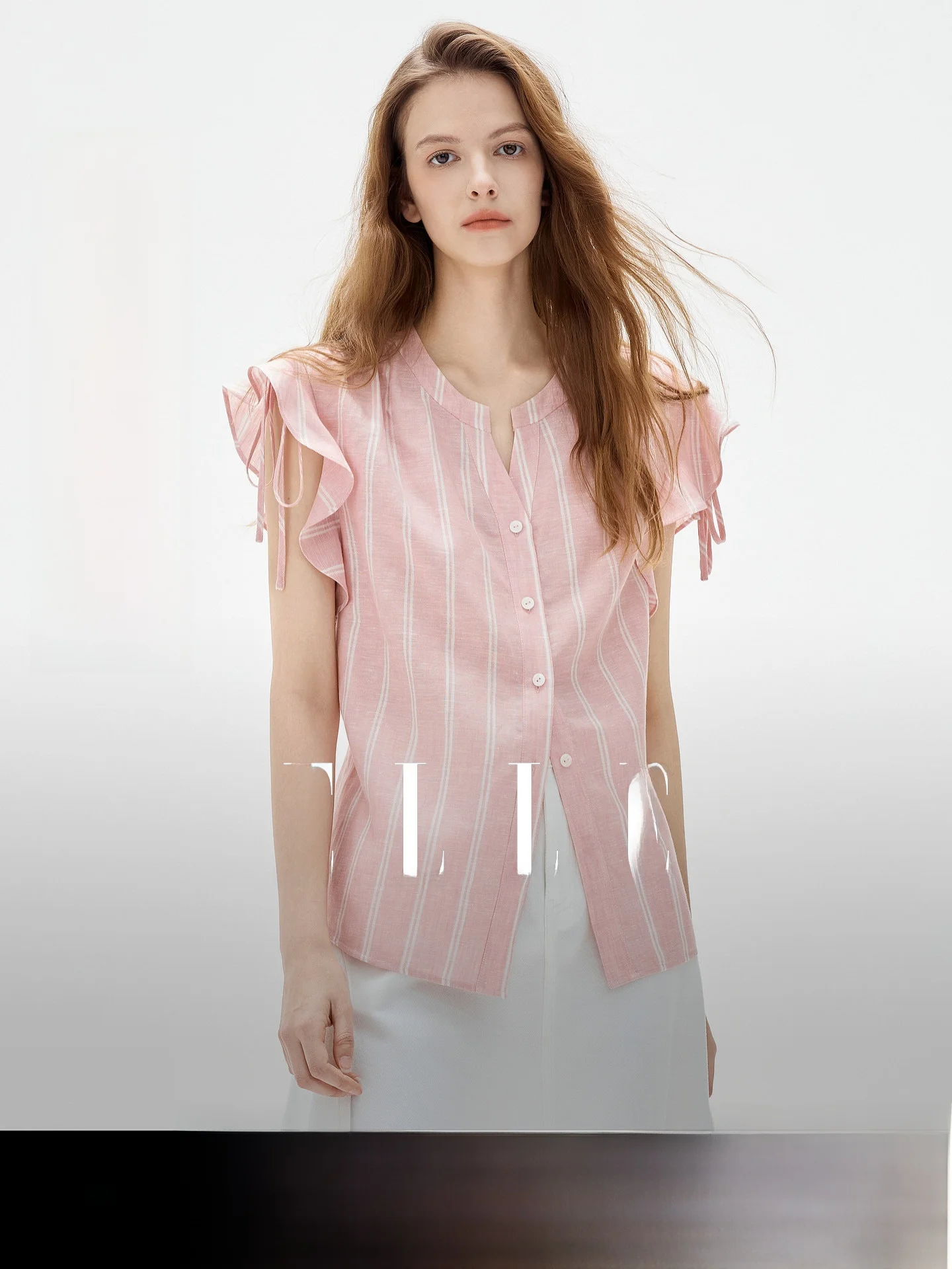 Elle Women's Casual Linen Shirt with Lace Sleeves Pink Summer New Style 2026 Commute Style Regular Length V-Neck Button Closure - AliExpress Shirts & Blouses