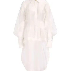 2-Color Women's Asymmetry Shirt Slightly Transparent Turn-down Collar Long Sleeve Single Breasted Casual Fashion Blouse - AliExpress Shirts & Blouses
