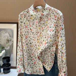 Elegant Intellectual Silk Shirt Women's Print Silk Top Romantic Style French Style Loose Fit Long Sleeve - AliExpress Shirts & Blouses