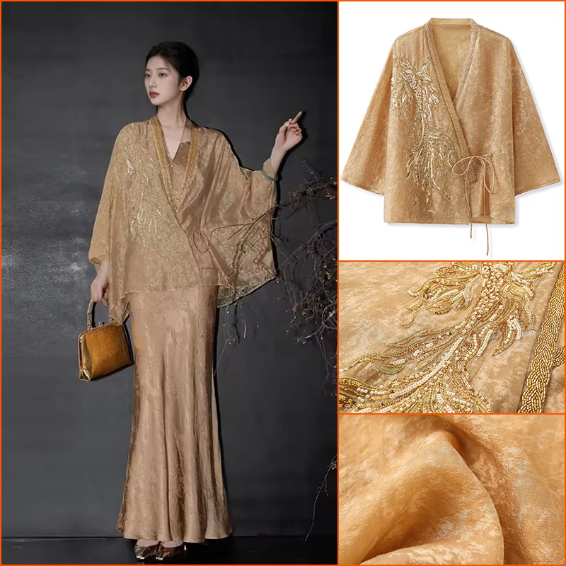 Luxury Loose Quality New Chinese 2026 New Embroidered Bead Gold Silk Shirt Women's Premium Light - AliExpress Shirts & Blouses