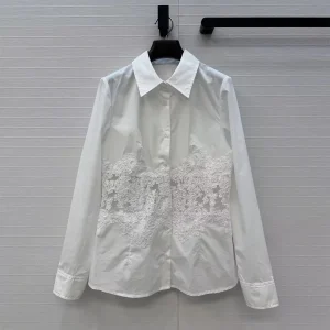 Elegant Fashion Floral Lace Embroidery Decoration Lapel Long Sleeve White Shirt Women Slim Sweet Chic Blouse - AliExpress Shirts & Blouses