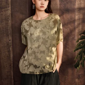 Summer New Style round Neck Short Sleeve Silk Chiffon Embroidered Cutout Shirt Women's Casual Loose Fit Skin Friendly Breathable - AliExpress Shirts & Blouses