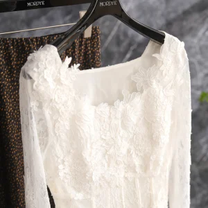 Elegant White Long Sleeve U-Neck Lace Shirt Heavy Embroidery Feminine Top for Women Summer 2026 Breathable Nylon Fabric - AliExpress Shirts & Blouses