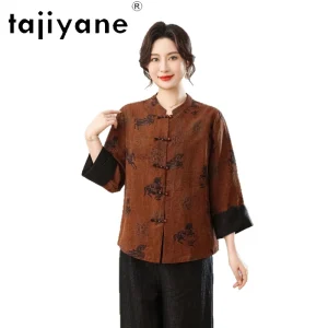 TAJIYANE 100% Mulberry Silk Blouse for Women Xiangyun Sha O-Neck Shirts Casual Spring Ladies Tops 2026 Woman Clothes jirai kei - AliExpress Shirts & Blouses