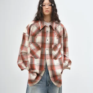 VERMO Retro Style Loose Plaid Shirt 3D Weaving Decorative Rivets Classic Checkered Long Sleeve Women's Casual Button up Top - AliExpress Shirts & Blouses