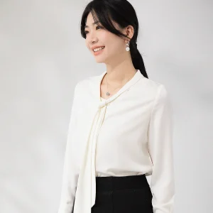Annibycn Long Sleeve Shirt Women's Spring Autumn New Style Elegant Commuting Belted Ladies' Shirt White Top Polyester Fiber - AliExpress Shirts & Blouses