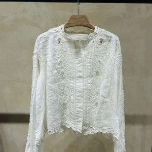 HEIDD Elegant Style Long Sleeve Silk Shirt Embroidered Hollow Peach Blossom Design Breathable Comfortable Women's Shirt - AliExpress Shirts & Blouses