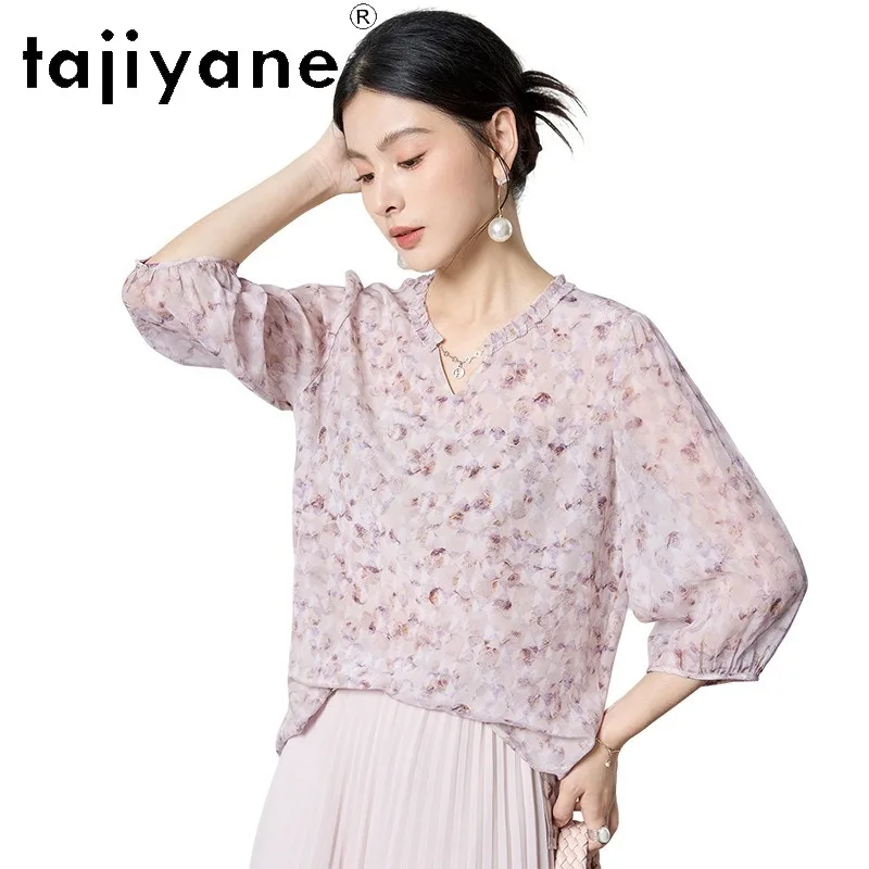 TAJIYANE 100% Mulberry Silk Women Silk Shirt O-neck Short Shirts Elegant Printed Summer Blouse Woman Clothes Tops Blouse Femmes - AliExpress Shirts & Blouses