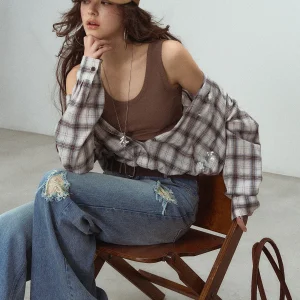 LulusMiracle Retro Plaid Shirt Jacket Women's Loose Long Sleeve Spring New Style Casual Cotton Slim Fit Short Length - AliExpress Shirts & Blouses