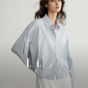 Elle Commuter Style Short Sleeveless Shirt Women's Fashion Unique Business Cotton Blend Long Sleeve Turn-down Collar Shirt - AliExpress Shirts & Blouses