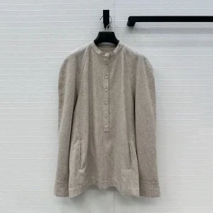 Women's Wool Flannel Shirt, Stand Collar Half-Button-Down Top, Fashionable Casual Oversized Commuter Jacket, Fall, New Arrival, - AliExpress Shirts & Blouses