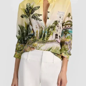 2026 Women Fashion Print Blouse Single Breasted Turn-down Collar Long Sleeve Elegant 100% Silk Shirt - AliExpress Shirts & Blouses