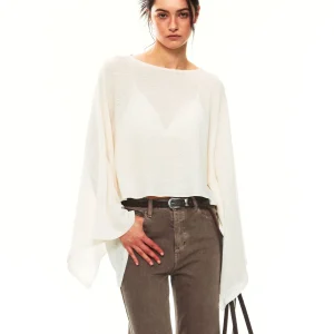 Summer Airy Batwing Sleeve Knit Top Casual Cover up Women's Fashion round Neck Long Sleeve Knitted Shirt Comfortable Loose Fit - AliExpress Shirts & Blouses