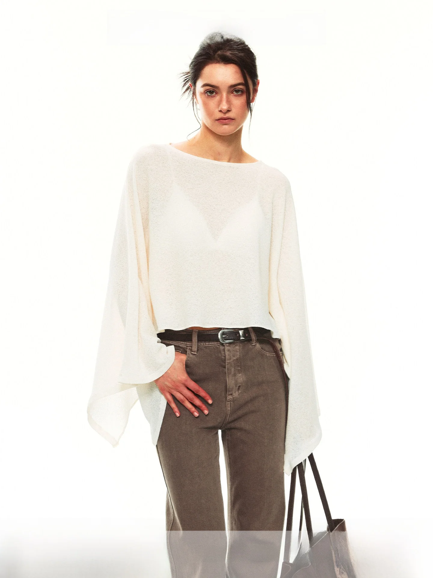 Summer Airy Batwing Sleeve Knit Top Casual Cover up Women's Fashion round Neck Long Sleeve Knitted Shirt Comfortable Loose Fit - AliExpress Shirts & Blouses