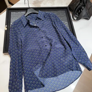 Elegant Silk Shirt Women's Blue Print Casual Vintage Style Long Sleeve Breathable Comfortable High-End Feeling  Silk - AliExpress Shirts & Blouses