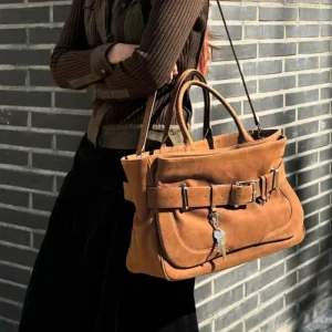 New Fashion Retro High Quality Matte Suede Leather Handheld Women Bag With Large Capacity Shopper Shoulder Crossbody Bag Trendy - AliExpress Women's Handbags