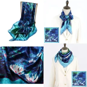 ANDANTINO 100% Mulberry Silk Scarf -Women 35" Square Hair Wraps-Gift Packed - AliExpress New Headwear