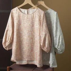 Winsleter-100%Real Silk Elegant Shirt, Lantern Sleeve Print, Women Temperament Versatile Loose Blouse, 2026 Autumn New T68533CC - AliExpress Shirts & Blouses