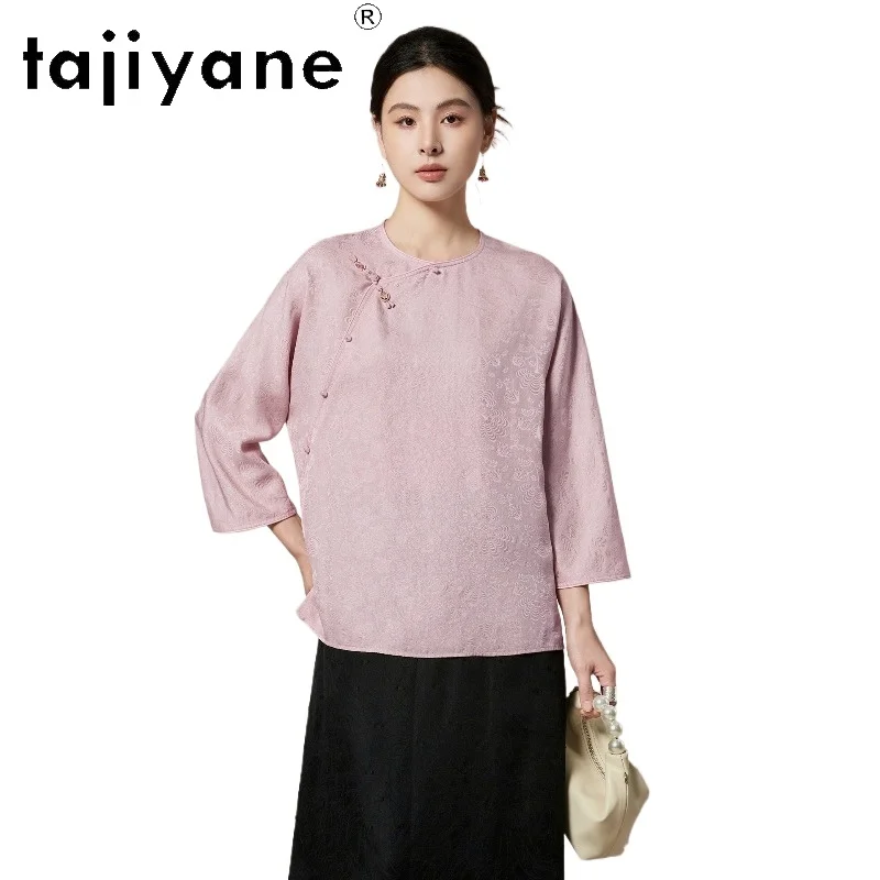 TAJIYANE 93.8% Mulberry Silk Shirt Women Elegant Jacquard Blouse New Chinese Style Spring Ladies Tops 2026 Woman Clothes одежда - AliExpress Shirts & Blouses