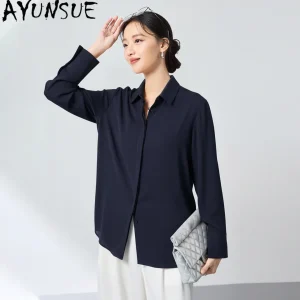 AYUNSUE 91.8% Real Mulberry Silk Long Sleeve Blouse Commuter Elastic Shirts for Women Autumn Women Clothing 2026 New Ropa Mujer - AliExpress Shirts & Blouses