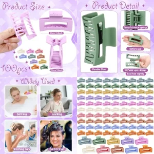 100 Pcs Hair Claw Clips Bulk Large Square Jaw Headwear Clips Set for Women Nonslip Rectangle Hair Accessories Clip for Girl Wom - AliExpress New Headwear