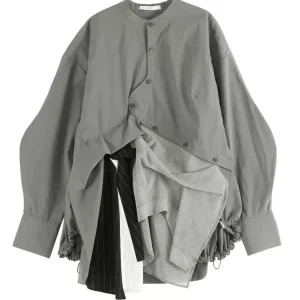 Japanese Style Deconstructed Patchwork Design Outerwear Asymmetrical Structure Casual Women's Shirt Commute Style Long Sleeve - AliExpress Shirts & Blouses