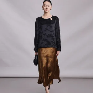 Annibycn New Chinese Style Women's Silk Shirt Spring Autumn Floral Embroidery Button Base Top Straight Cut Commute Vintage - AliExpress Shirts & Blouses