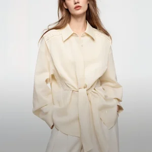 ELLE Retro Textured Women's Shirt Autumn New Style High Waist Design Lenzing Fabric Casual Office Wear Long Sleeve Pure Color - AliExpress Shirts & Blouses
