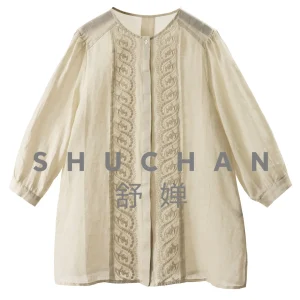 Literary and Artistic Positioning Embroidery Natural Ramie Loose Five-quarter Sleeve Shirt Women's 52L9 - AliExpress Shirts & Blouses